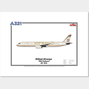 Airbus A321 - Etihad Airways "Old Colours" (Art Print) Posters and Art